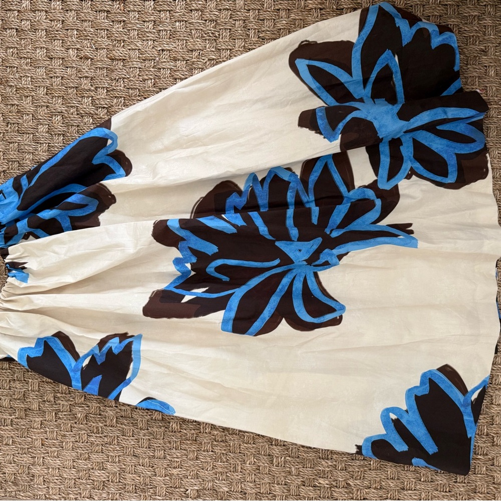 Zara Cream Skirt with Blue and Brown Floral Design